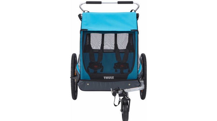 Thule Coaster XT Fahrradanhänger-Set mit Buggy-Set für zwei Kinder blue