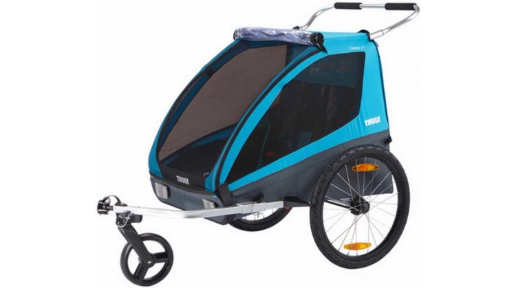 Thule Coaster XT Kinderanhänger + Fahrrad- und Buggy Set 2-Sitzer blau