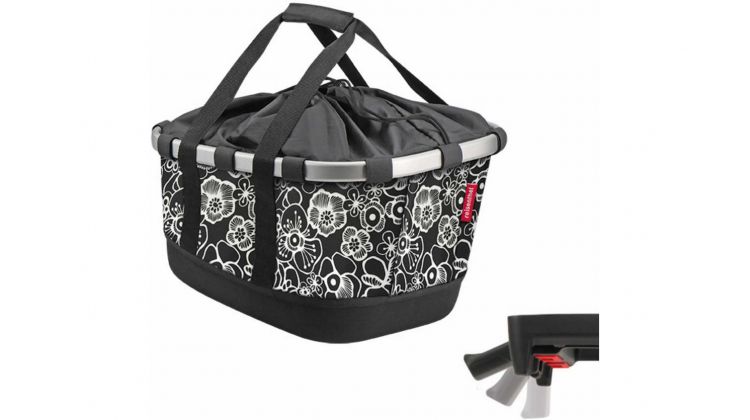 Klickfix Reisenthel Bikebasket GT Gepäckträgertasche mit Aluminumrahmen Uniklip Fleur-schwarz