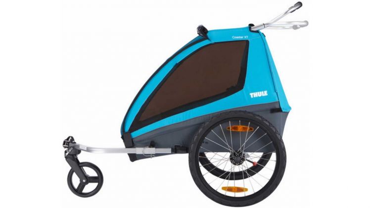 Thule Coaster XT Fahrradanhänger-Set mit Buggy-Set für zwei Kinder blue