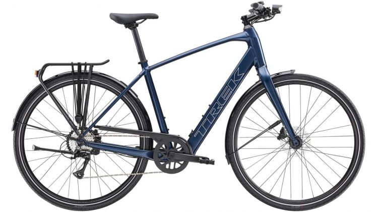 Trek FX+ 2 LT 250 Wh E-Bike Diamant 28 satin mulsanne blue